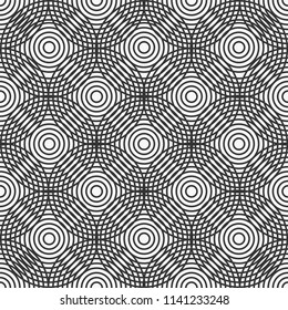 geometrical seamless patterns. Retro style background, pop art. Circles and lines background. Vector illustration