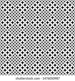 Geometrical seamless star pattern background - abstract monochrome vector graphic design from curved stars