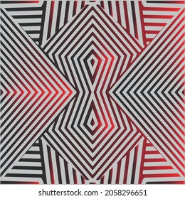 Patrón lineal de rayas geométricas sin costuras, fondo vectorial rojo y gris, textura monocroma, ilustración vectorial, Entramado de labios de líneas estilizadas, patrón. 