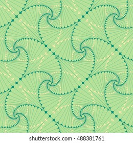 geometrical seamless tile with connected swirls in green shades