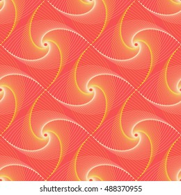 geometrical seamless tile with eye shape swirls in red and yellow shades