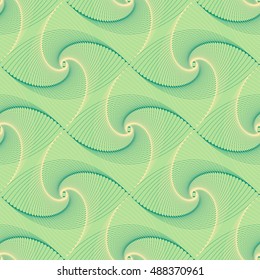 geometrical seamless tile with eye shape swirls in green shades