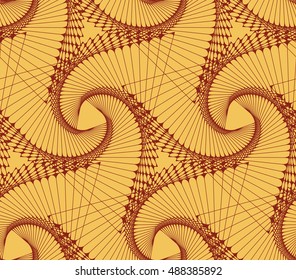 geometrical seamless tile with triangle swirls in gold and brown