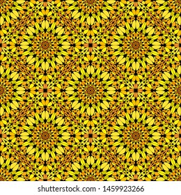 Geometrical seamless window glass petal pattern background - spiritual vector graphic