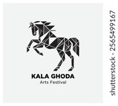 A Geometrical Shape Black Horse, Vector Concept art for Social Media post of Kala Ghoda Art Festival