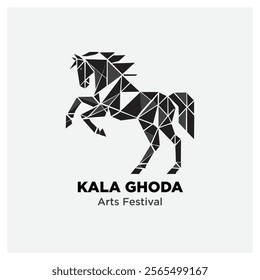 A Geometrical Shape Black Horse, Vector Concept art for Social Media post of Kala Ghoda Art Festival