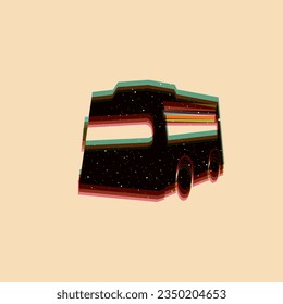 Objeto de bus de forma geométrica, diseño colorido con efecto de impresión de risografía. Vector de efecto de riso para la impresión o el elemento de activo de diseño. Perfecto para su diseño, forma de textura o impresión. SHOTLISTretro