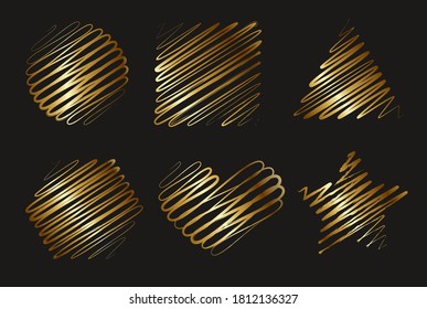 Marco de forma geométrica a partir de elegantes rayas de gradiente amarillo dorado.