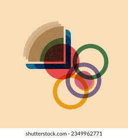 Geometrical shape object, Colorful design with risograph print effect. Vector of riso effect for print or your design asset. Perfect for your design,texture shape or printed. SHOTLISTretro
