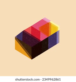 Geometrical shape object, Colorful design with risograph print effect. Vector of riso effect for print or your design asset. Perfect for your design,texture shape or printed. SHOTLISTretro