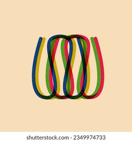 Geometrical shape object, Colorful design with risograph print effect. Vector of riso effect for print or your design asset. Perfect for your design,texture shape or printed. SHOTLISTretro