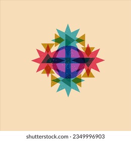 Geometrical shape object, Colorful design with risograph print effect. Vector of riso effect for print or your design asset. Perfect for your design,texture shape or printed. SHOTLISTretro