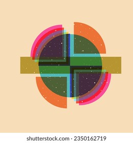 Geometrisches Formobjekt, Farbiges Design mit Risograph-Druckeffekt. Vektorgrafik des Risikoeffekts für Druck oder Ihr Design-Objekt. Perfekt für Design, Textur oder Druck. SHOTLISTretro