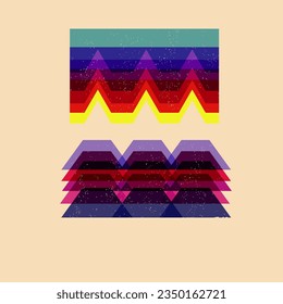 Geometrical shape object, Colorful design with risograph print effect. Vector of riso effect for print or your design asset element. Perfect for your design,texture shape or printed. SHOTLISTretro