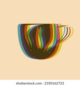 Objeto de forma geométrica, diseño colorido con efecto de impresión de risografía. Vector de efecto de riso para la impresión o el elemento de activo de diseño. Perfecto para su diseño, forma de textura o impresión. SHOTLISTretro