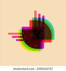 Objeto de forma geométrica, diseño colorido con efecto de impresión de risografía. Vector de efecto de riso para la impresión o el elemento de activo de diseño. Perfecto para su diseño, forma de textura o impresión. SHOTLISTretro