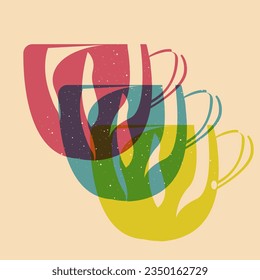 Geometrical shape object, Colorful design with risograph print effect. Vector of riso effect for print or your design asset element. Perfect for your design,texture shape or printed. SHOTLISTretro