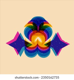 Objeto de forma geométrica, diseño colorido con efecto de impresión de risografía. Vector de efecto de riso para la impresión o el elemento de activo de diseño. Perfecto para su diseño, forma de textura o impresión. SHOTLISTretro