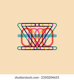 Geometrical shape object, Colorful design with risograph print effect. Vector of riso effect for print or your design asset element. Perfect for your design,texture shape or printed. SHOTLISTretro