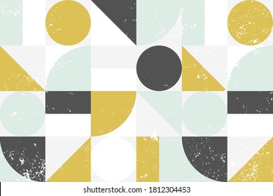 Geometrical shapes background with grunge effect. Scandinavian design