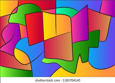 Geometrical shapes design vector illustrator cubism design.