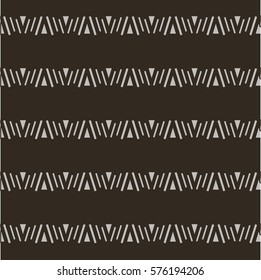 Geometrical shapes horizontal pattern, light on dark, stock vector illustration