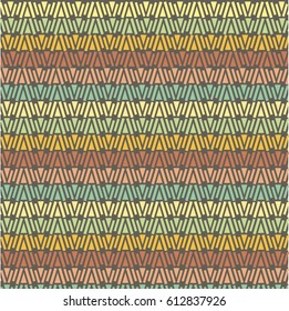 Geometrical shapes horizontal pattern, orange, blue, yellow, green, red on grey, stock vector illustration