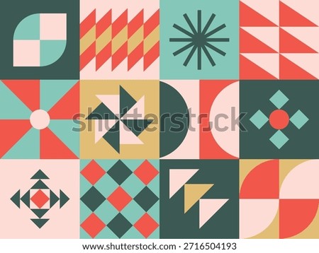 geometrical shapes layout banner design in christmas holiday theme
