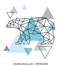 Silueta geométrica de un oso polar.  Estilo escandinavo. Ilustración vectorial.