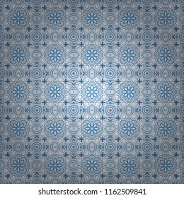 Geometrical simple vector art. Print card, cloth, shirts, dress, wrapper, cover. Random geometric shapes seamless pattern in neutral, blue and white colors. Creative, luxury style.