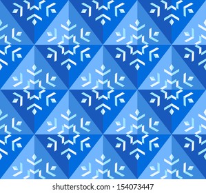 Geometrical snowflake background in blue colors. Vector illustration.