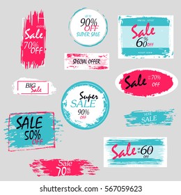 Geometrical social media sale banners and ads, web template collection. Vector illustrations for mobile website posters, email and newsletter designs, promotional material