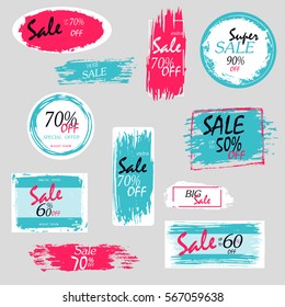 Geometrical social media sale banners and ads, web template collection. Vector illustrations for mobile website posters, email and newsletter designs, promotional material