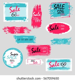 Geometrical social media sale banners and ads, web template collection. Vector illustrations for mobile website posters, email and newsletter designs, promotional material