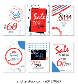 Geometrical social media sale banners and ads, web template collection. Vector illustrations for mobile website posters, email and newsletter designs, promotional material