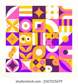 Geometrical Square Concept. Vector Illustration of Polygonal Memphis Style Website Background.