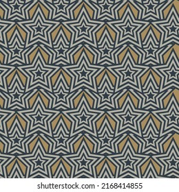 Geometrical Star overlapping pattern on black background. Vintage colored decorative repeating background with tribal and ethnic motifs.