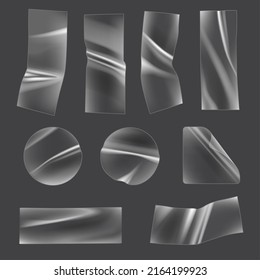 Geometrical stickers. Sticky labels different geometrical forms transparent decent vector glossy templates