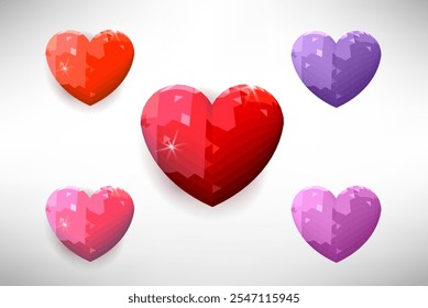 Geometrical stylized heart with diamond look. Vector heart icon.