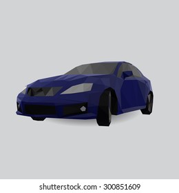 Geometrical Stylized Triangles Blue Car Vector Concept