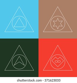 Geometrical symbols. Alchemy symbols collection. Religion, philosophy, spirituality, love. Vector illustration