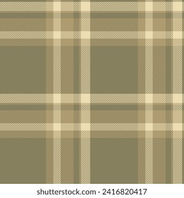 Geometrical tartan fabric vector, fashionable background seamless texture. Hunter check textile plaid pattern in yellow and amber colors.