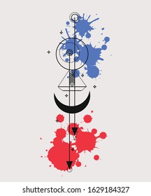 Geometrical tattoo vector graphic design line art.
 