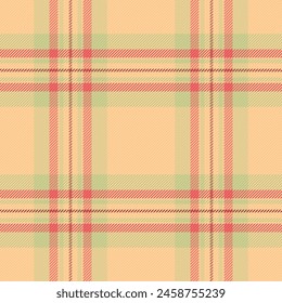 Geometrical texture seamless vector, relief fabric pattern plaid. Top check background textile tartan in orange and red color.