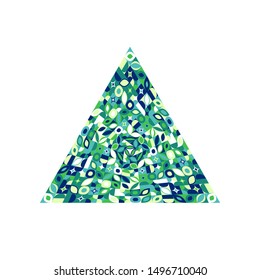 Geometrical tiled mosaic triangle shape - ornamental abstract colorful vector design element