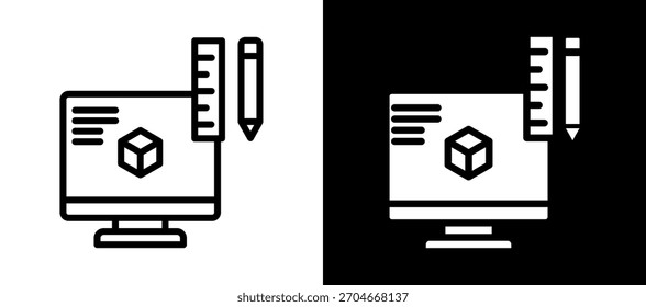 Herramientas geométricas Icon whiteblack Ilustración vectorial