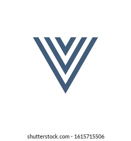 Geometrical triangle or arrow in three parts logo design. Technology business identity concept. Creative corporate template. Stock Vector illustration isolated on white background.