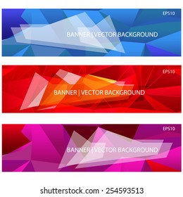 Geometrical triangular background. Vector banners. Polygonal  geometric texture