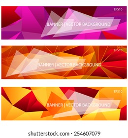 Geometrical triangular background. Vector banners. Polygonal  geometric texture