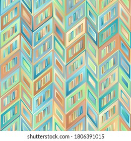 Geometrical Universal Abstract Delicate Seamless Pattern of Gradient Beige, Brown, Blue, Green Parallelograms. 
Motley Continuous Background of Geometric Figures.